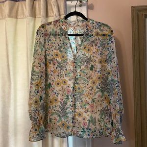 BODEN | Sheer Floral Long Sleeve Blouse | 10